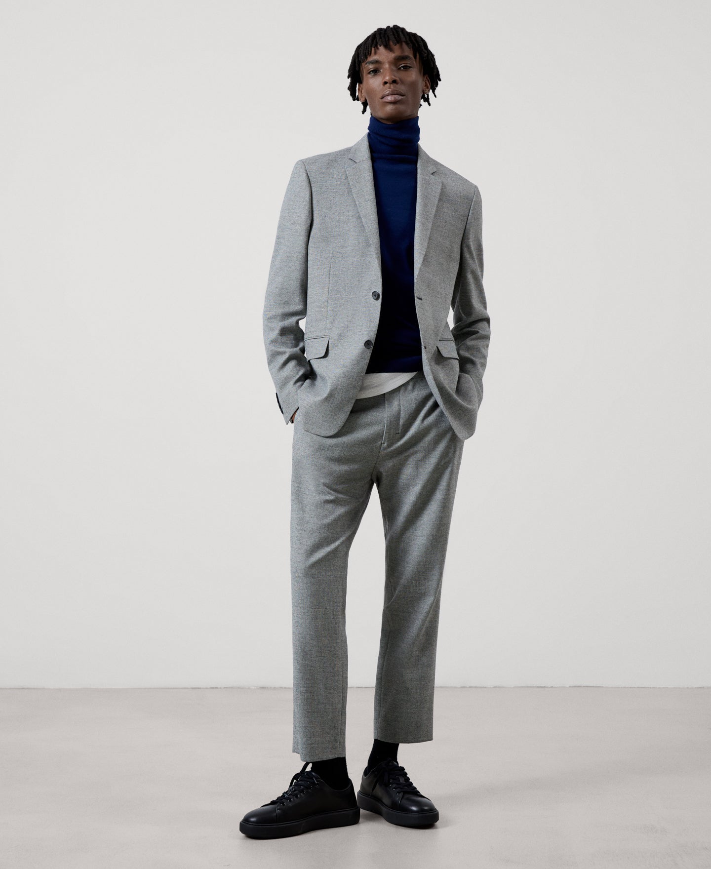 Men Trousers | Grey Ankle-Length Tailored Trousers by Spanish designer Adolfo Dominguez