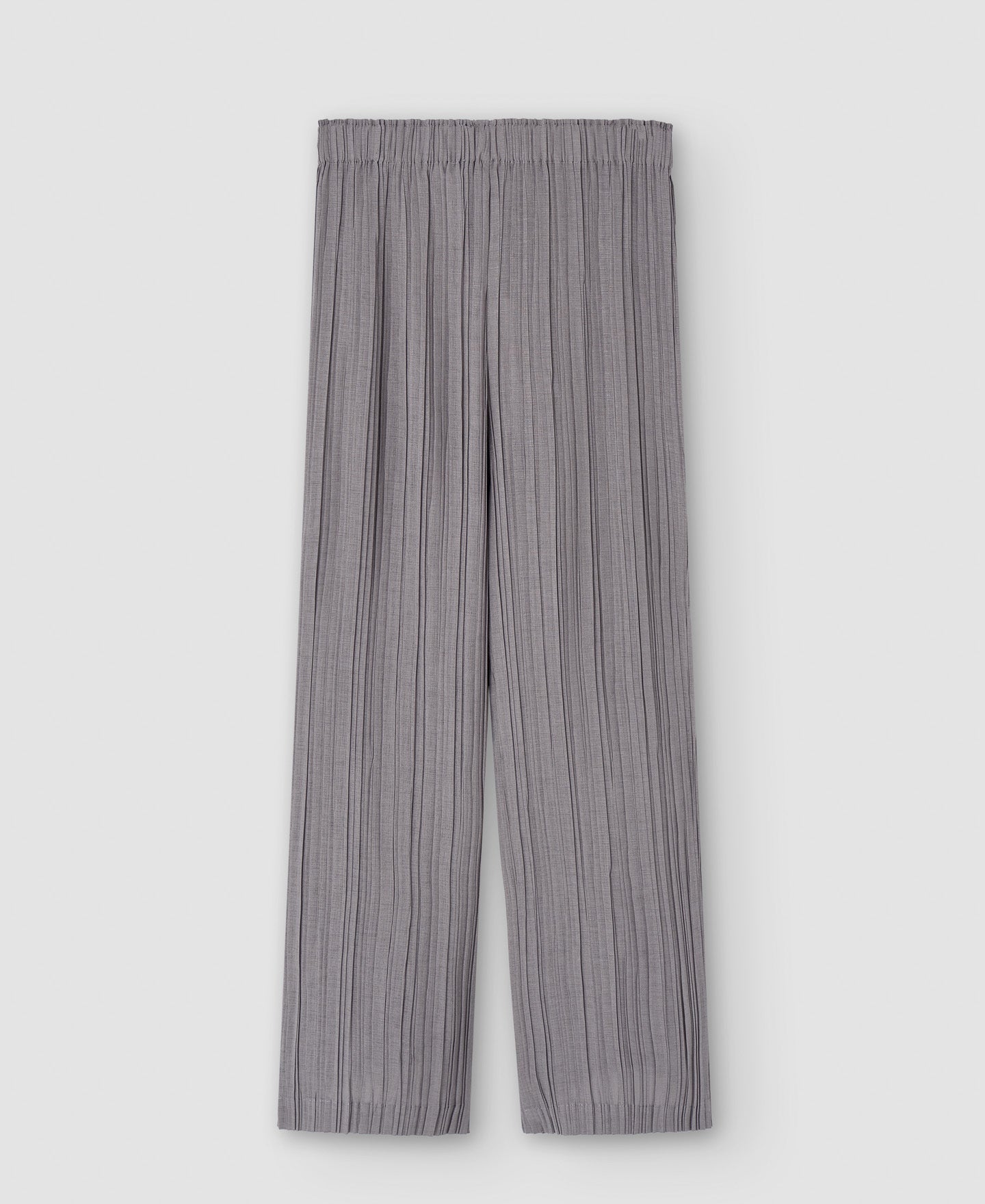 Women Trousers | Grey Crinkle Wide Leg Trousers by Spanish designer Adolfo Dominguez