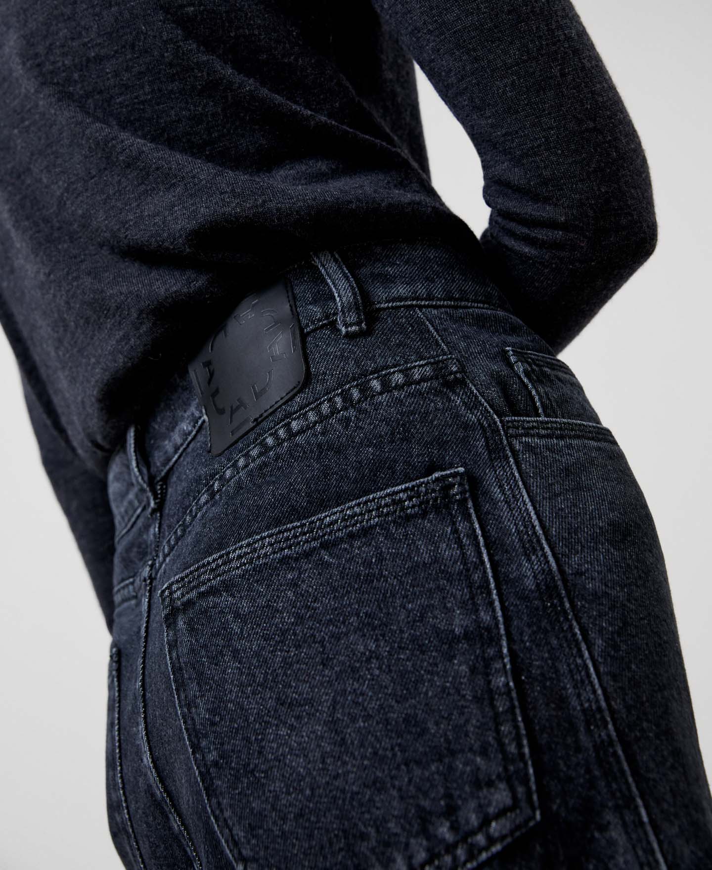 Women Skirt | Grey Denim Cotton Midi Skirt by Spanish designer Adolfo Dominguez