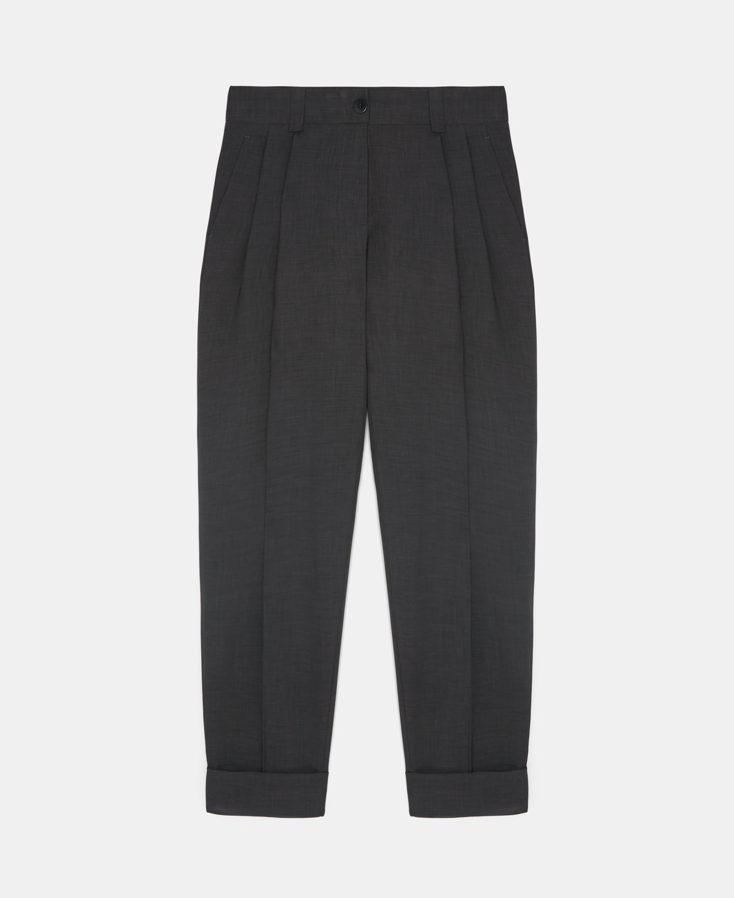Women Trousers | Grey High Waisted Trousers by Spanish designer Adolfo Dominguez