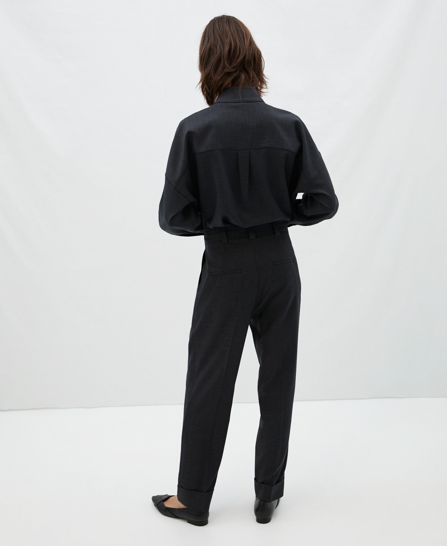 Women Trousers | Grey High Waisted Trousers by Spanish designer Adolfo Dominguez