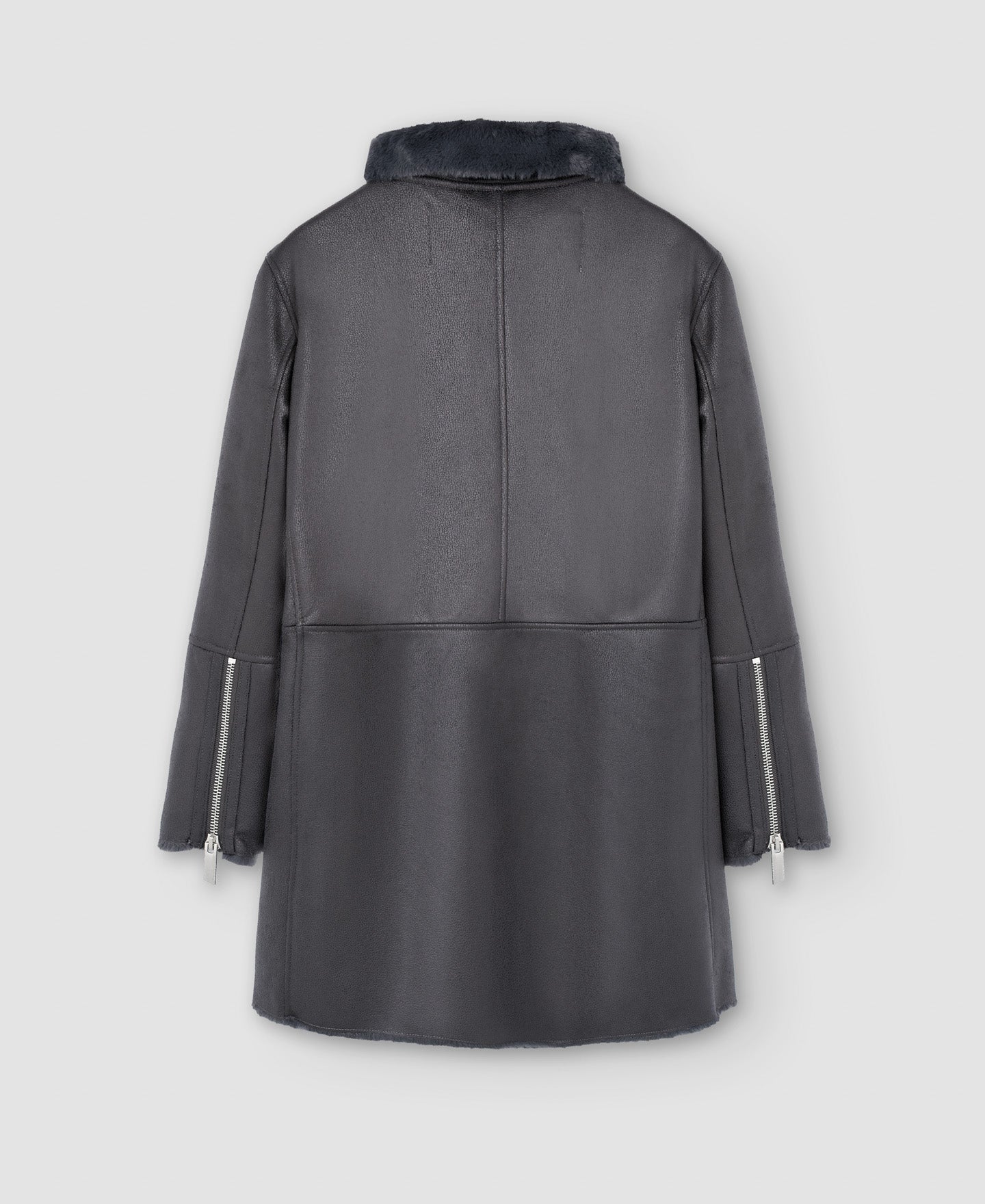 Women Ecoleather | Grey Leather Textured Jacket by Spanish designer Adolfo Dominguez