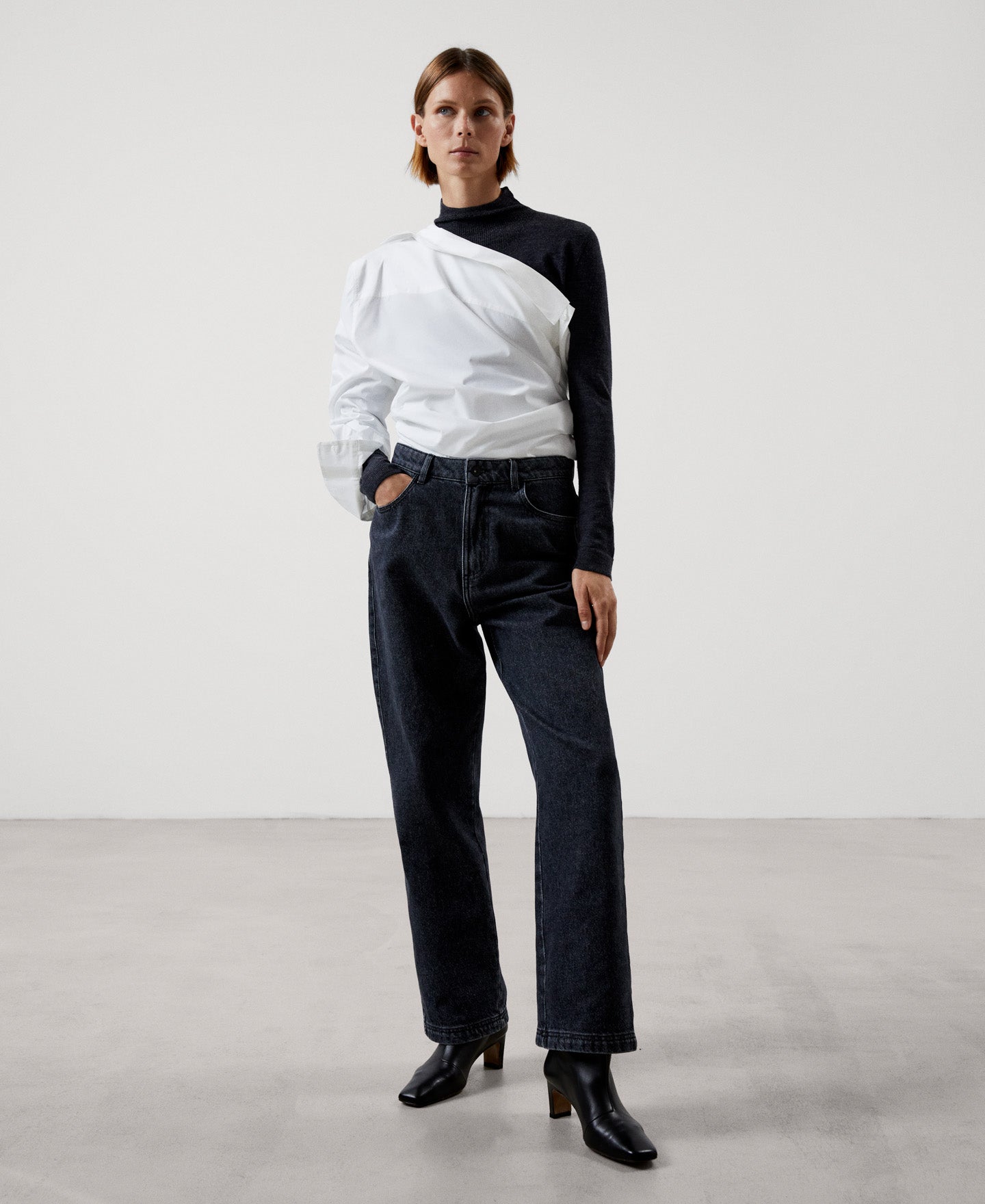 Women Jeans | Grey Melange Cotton Jeans by Spanish designer Adolfo Dominguez