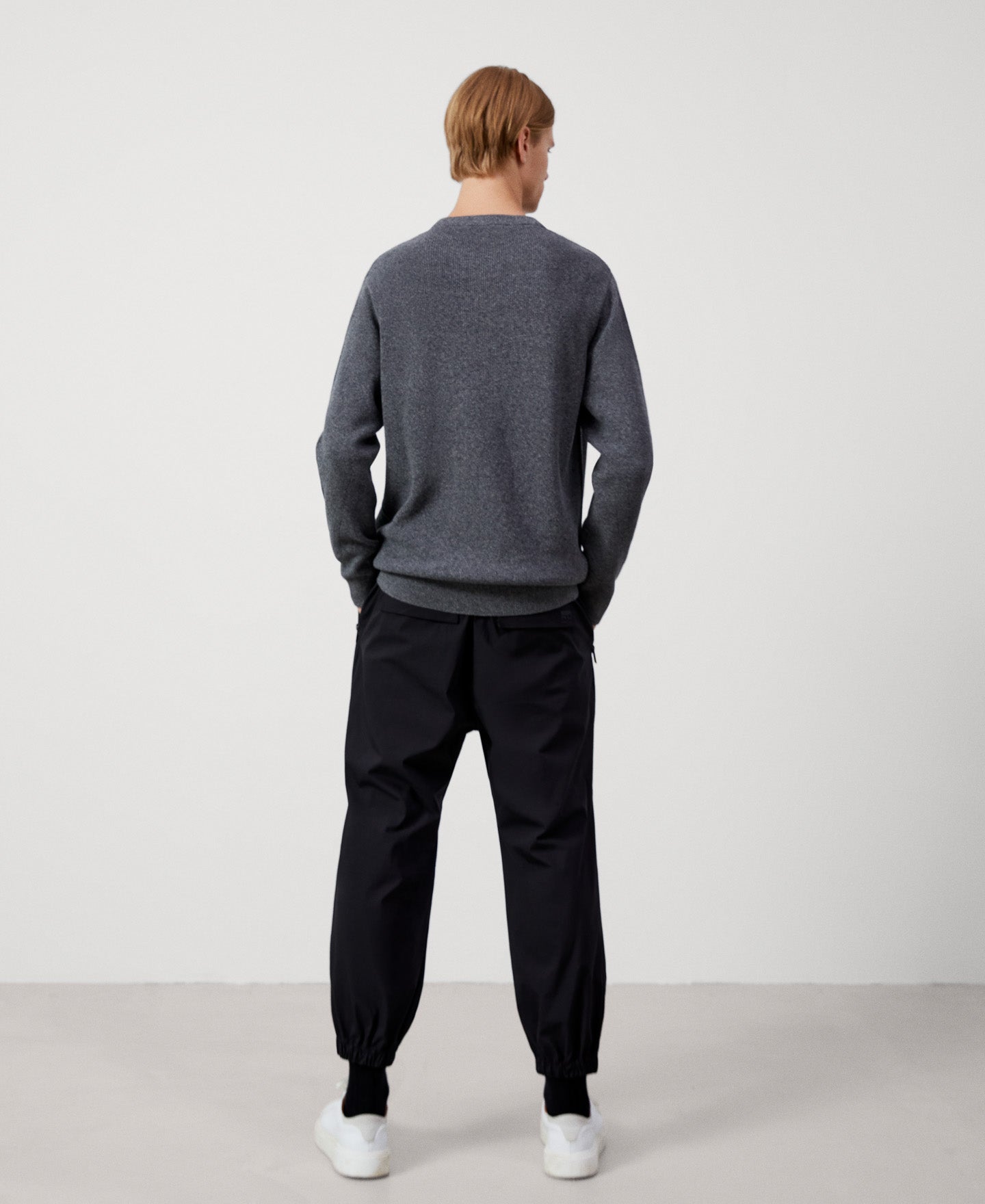 Men Jersey | Grey Melange Cotton Sweater by Spanish designer Adolfo Dominguez
