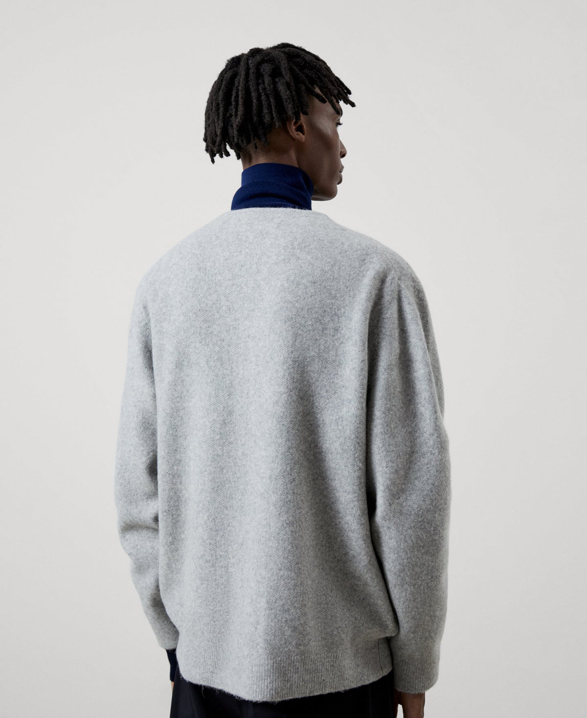 Men Knit Jacket | Grey Melange Knitted Jacket In Wool Fabric by Spanish designer Adolfo Dominguez