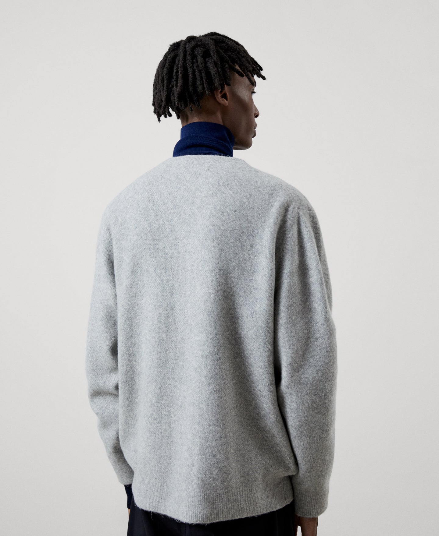 Men Knit Jacket | Grey Melange Knitted Jacket In Wool Fabric by Spanish designer Adolfo Dominguez