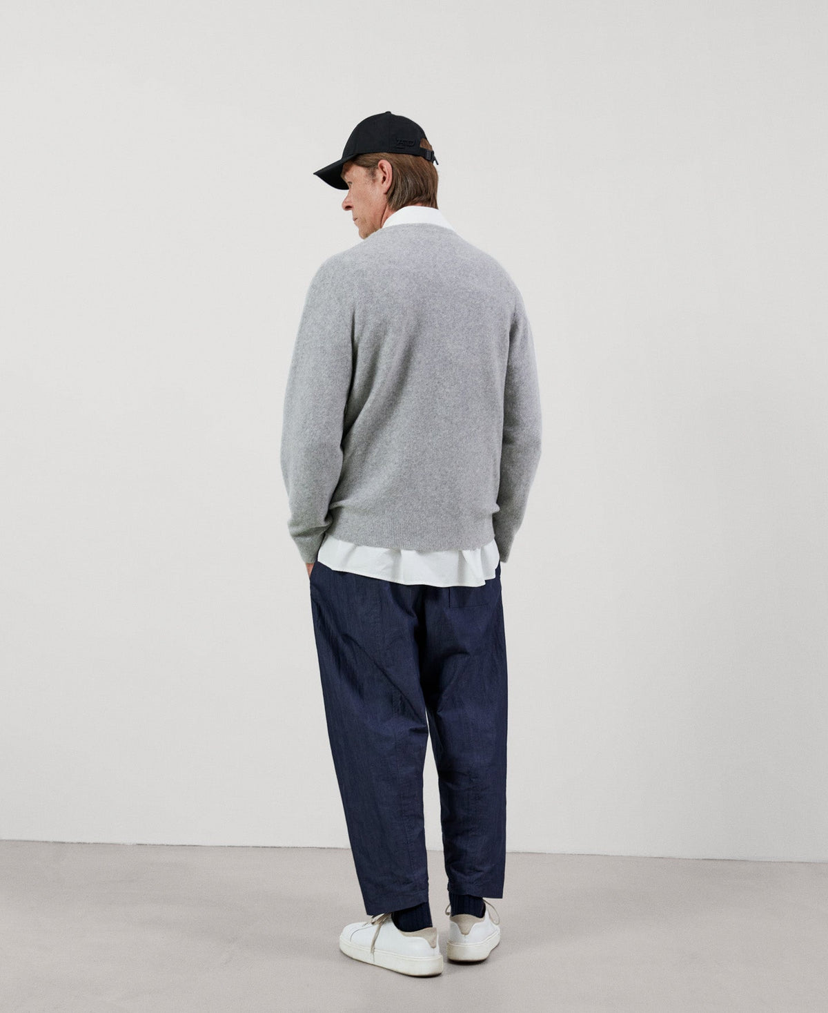 Men Knit Jacket | Grey Melange Knitted Jacket In Wool Fabric by Spanish designer Adolfo Dominguez