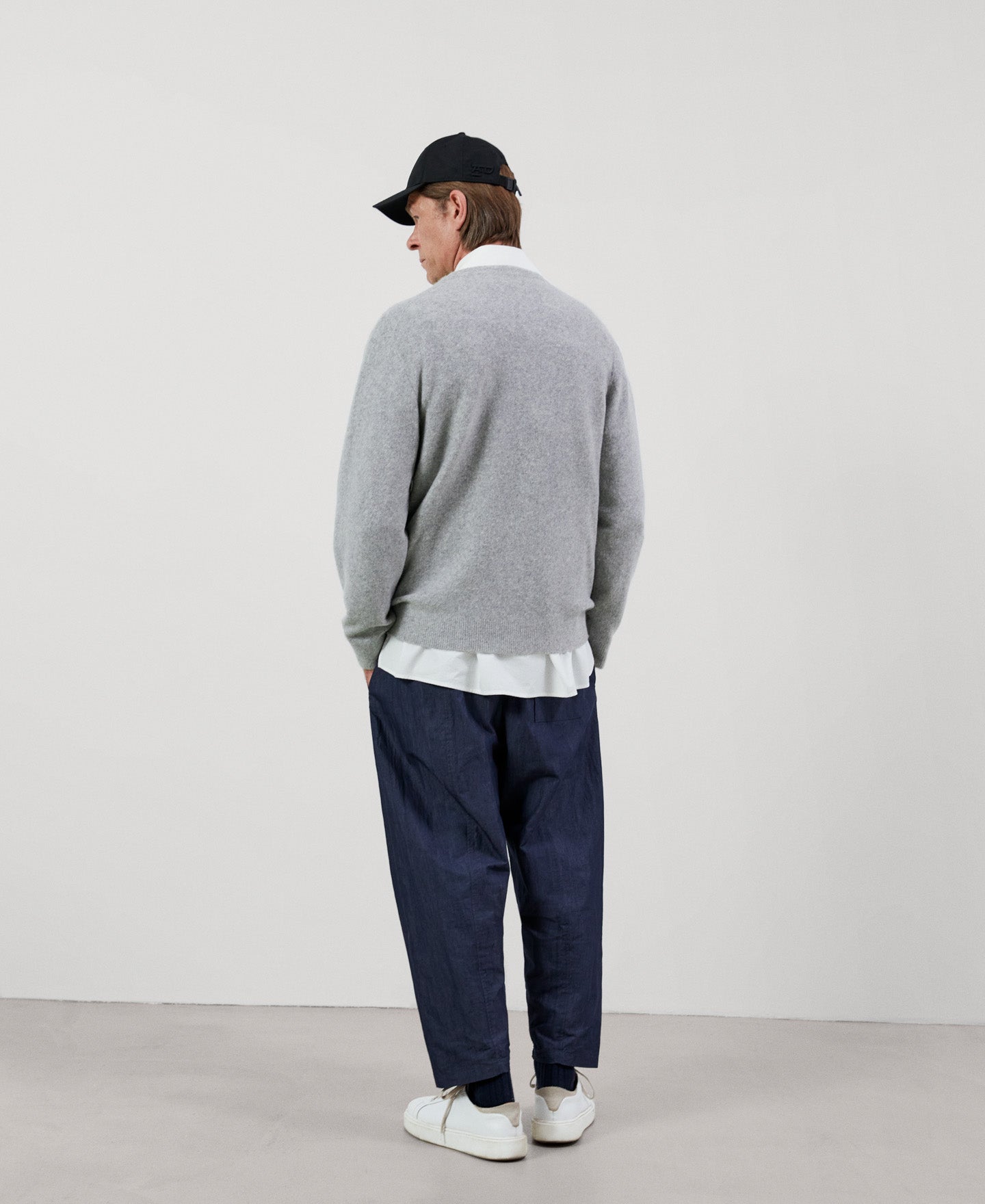 Men Knit Jacket | Grey Melange Knitted Jacket In Wool Fabric by Spanish designer Adolfo Dominguez