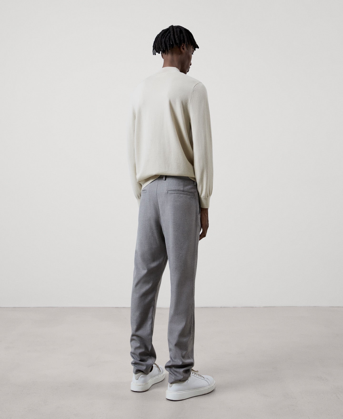 Men Trousers | Grey Melange Trousers by Spanish designer Adolfo Dominguez