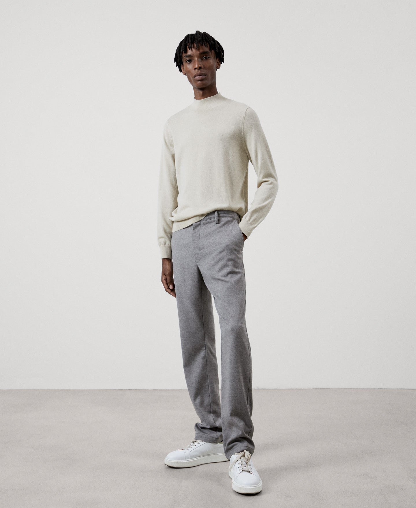 Men Trousers | Grey Melange Trousers by Spanish designer Adolfo Dominguez