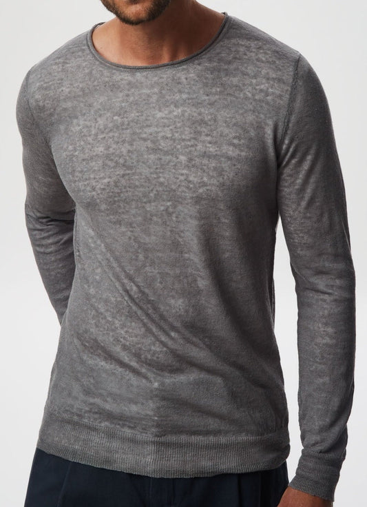Men Jersey | Grey Metal Knit Sweater by Spanish designer Adolfo Dominguez