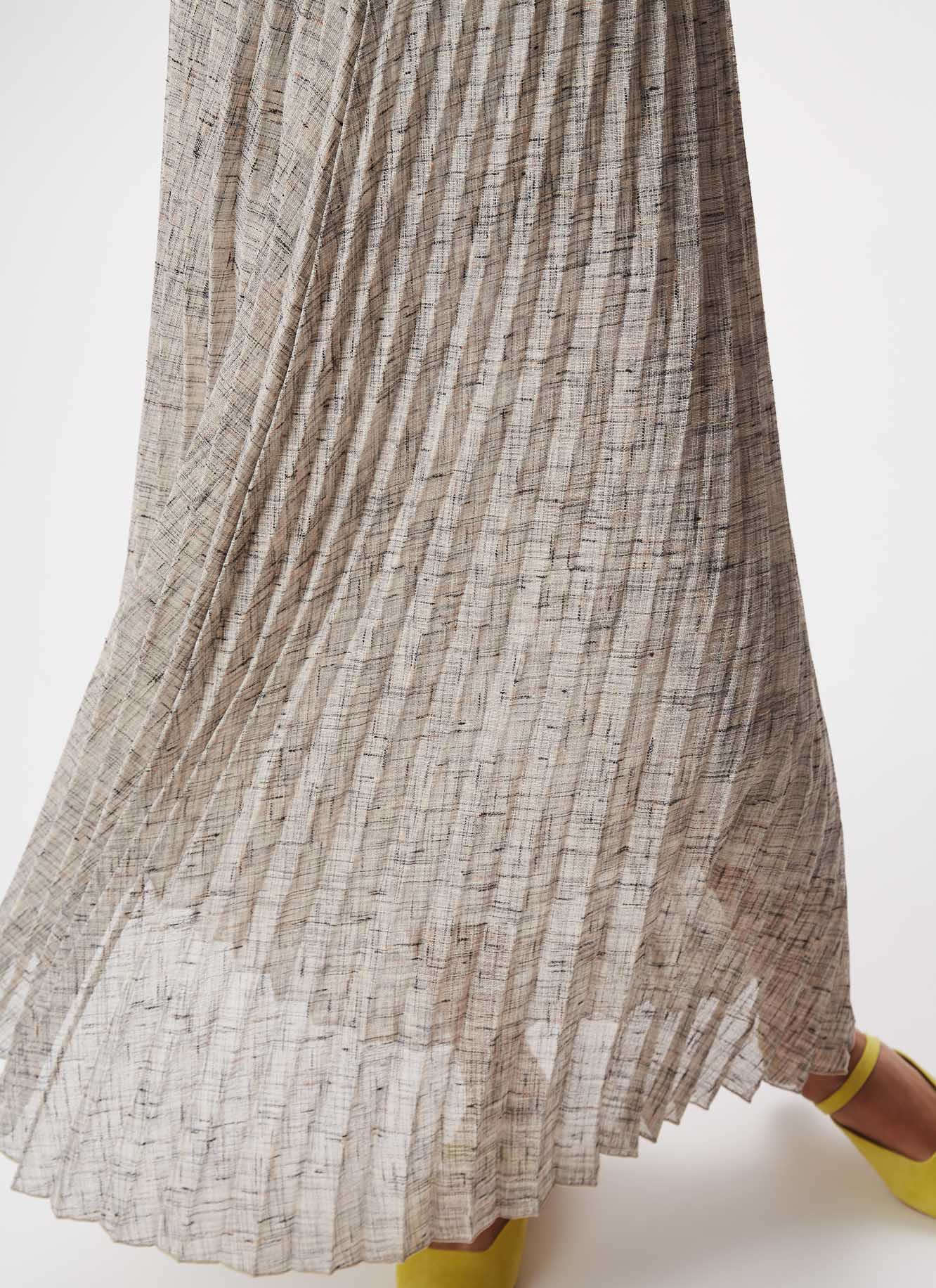 Women Skirt | Grey Midi Pleated Skirt With Elastic Waist by Spanish designer Adolfo Dominguez