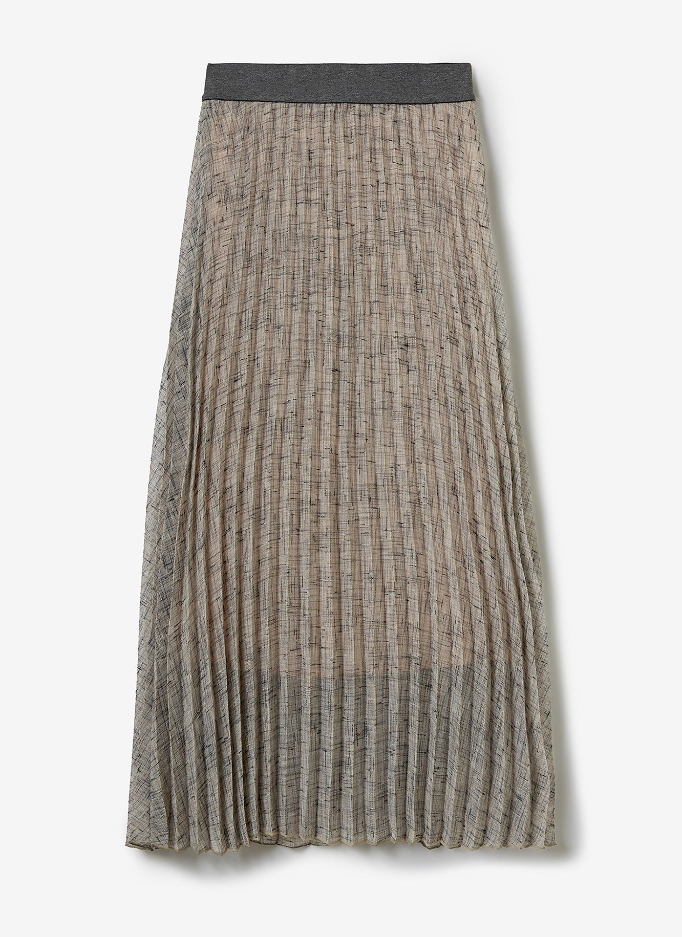 Women Skirt | Grey Midi Pleated Skirt With Elastic Waist by Spanish designer Adolfo Dominguez