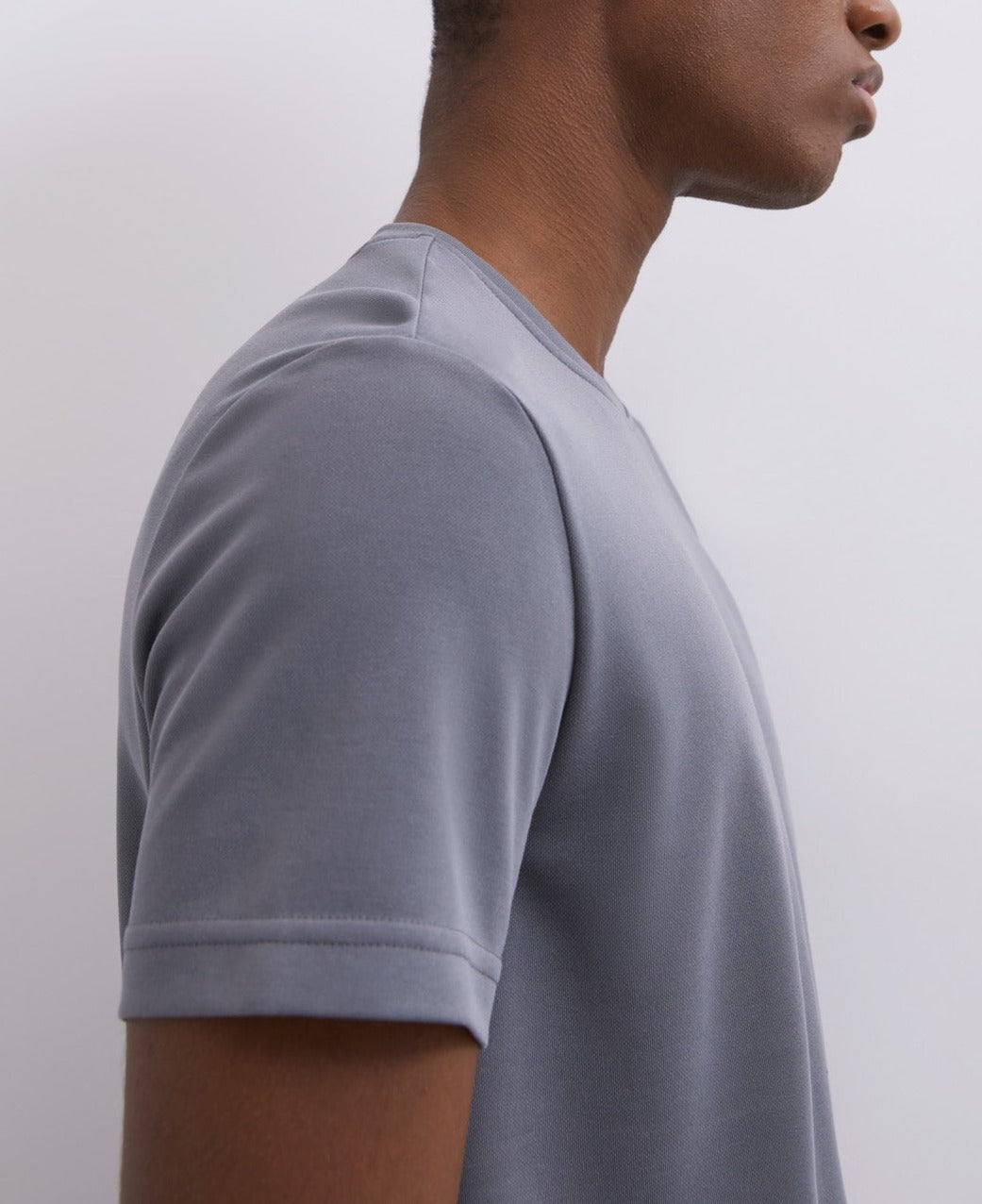 Men T-Shirt (Short Sleeve) | Grey Modal Crew Neck T-Shirt by Spanish designer Adolfo Dominguez