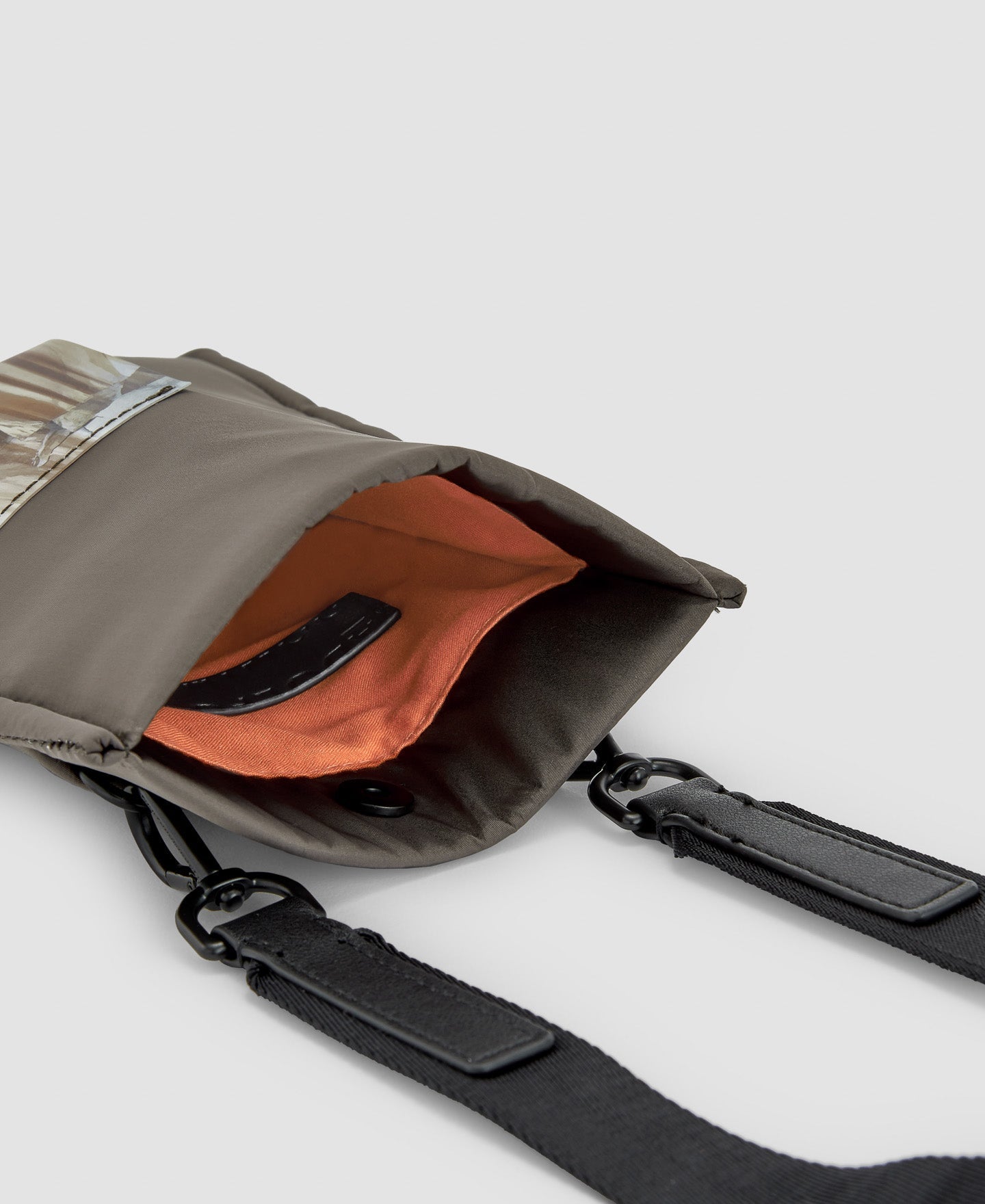 Women Wallet | Grey Recycled Nylon Mini Flat Bag by Spanish designer Adolfo Dominguez