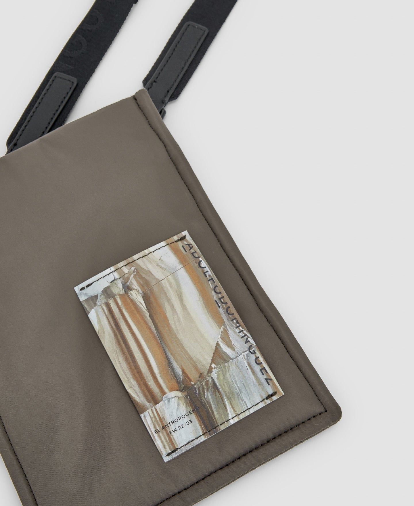 Women Wallet | Grey Recycled Nylon Mini Flat Bag by Spanish designer Adolfo Dominguez