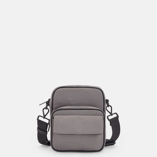 Men Bags | Grey Small Recycled Polyester Shoulder Bag by Spanish designer Adolfo Dominguez