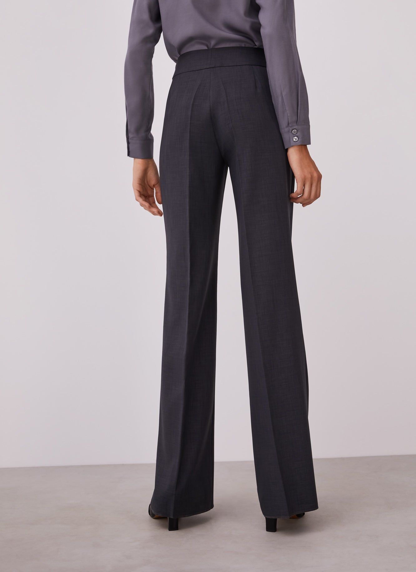 Women Trousers | Grey Straight Fluid Trousers by Spanish designer Adolfo Dominguez
