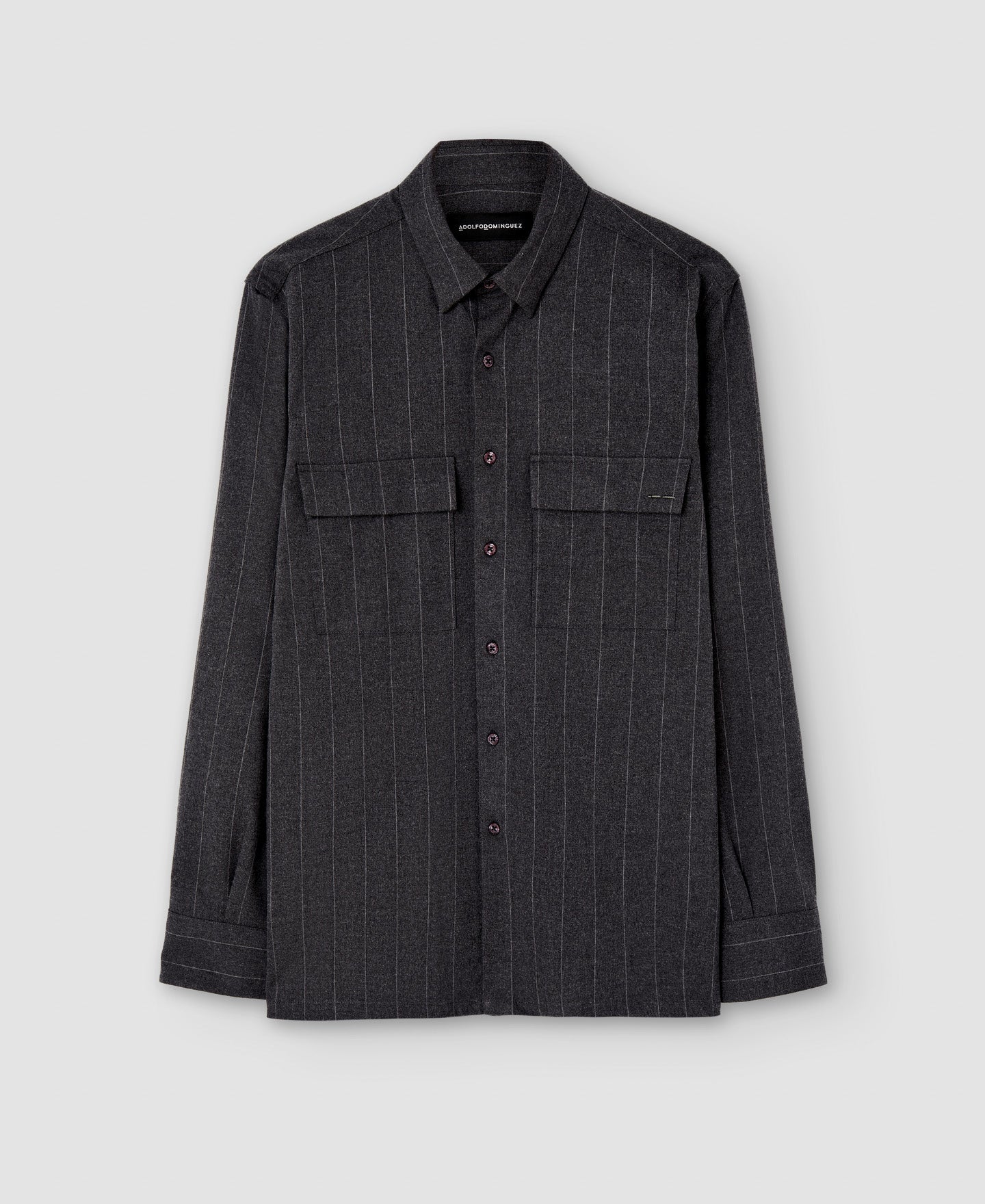 Men Overshirt | Grey Stripe Shirt by Spanish designer Adolfo Dominguez