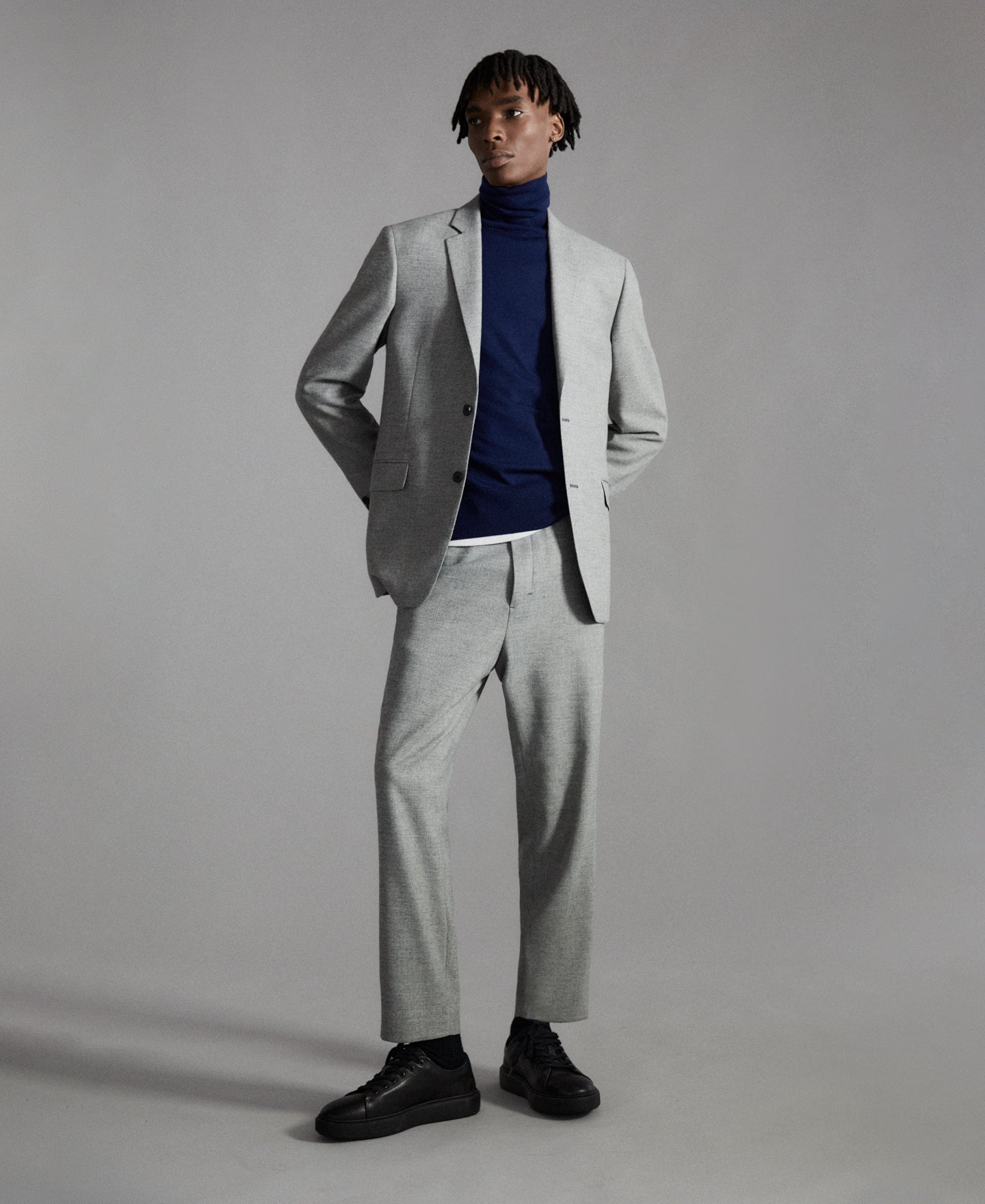 Men Structured Jacket | Grey Tailored Blazer by Spanish designer Adolfo Dominguez