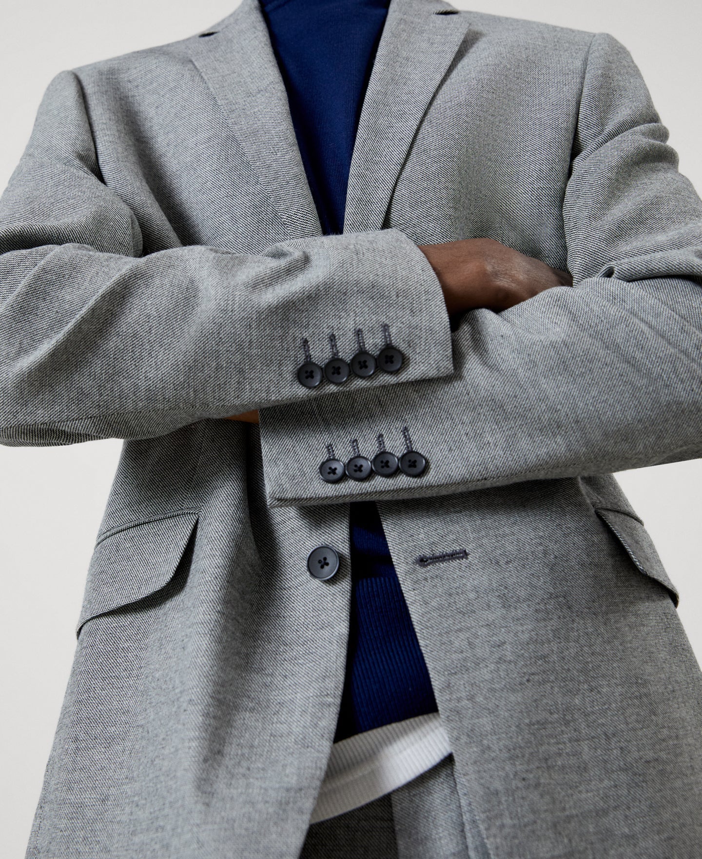 Men Structured Jacket | Grey Tailored Blazer by Spanish designer Adolfo Dominguez