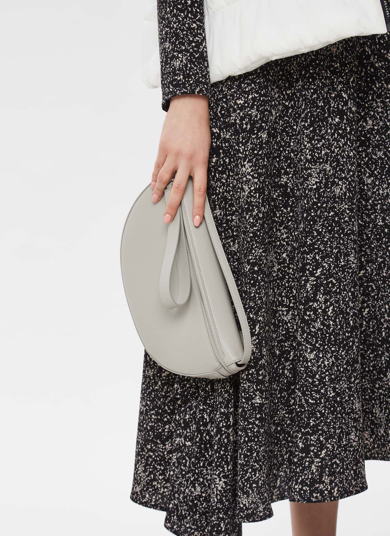 Women Bags | Grey Vegan Saffiano Clutch Bag by Spanish designer Adolfo Dominguez