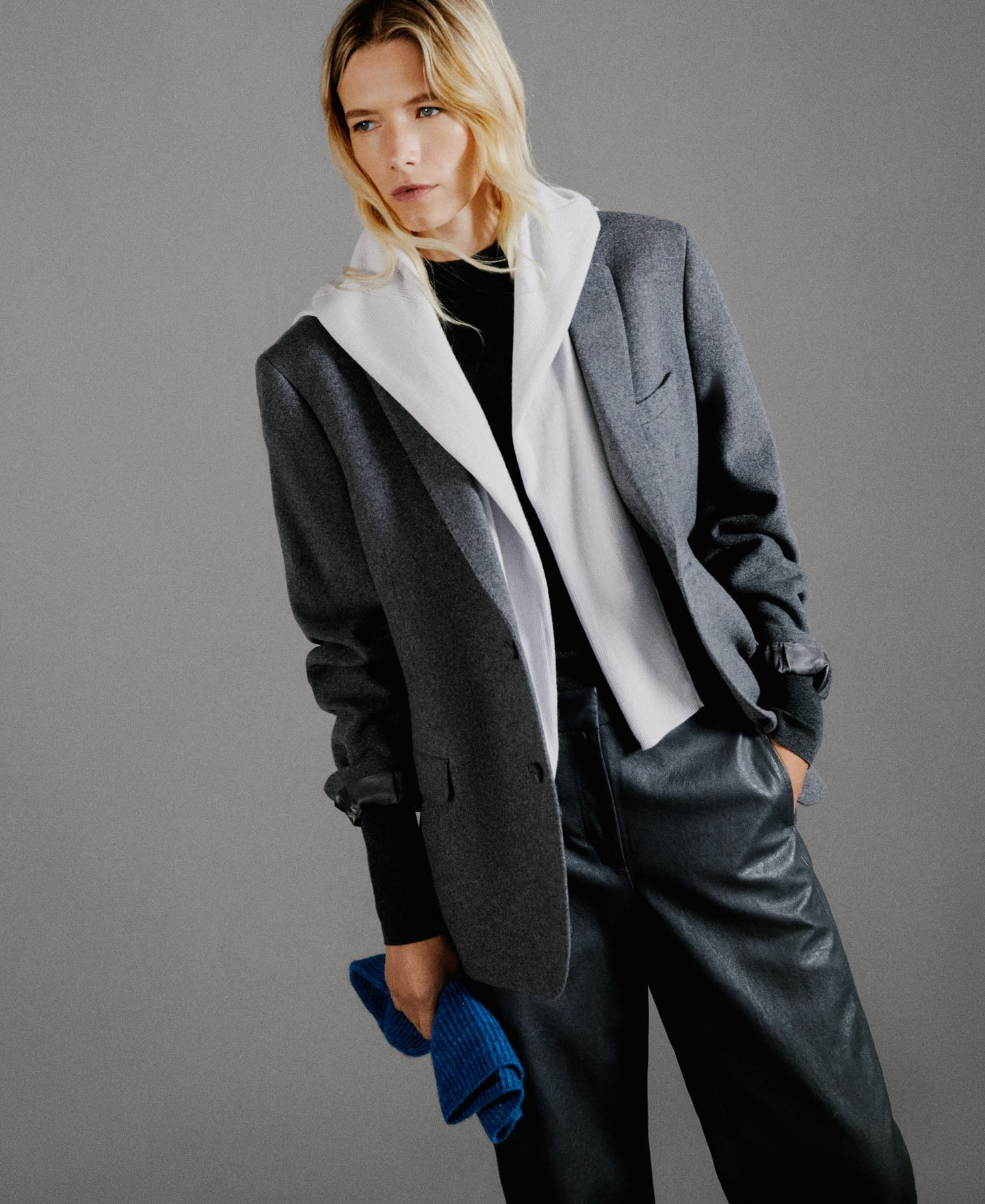 Women Trousers | Grey Viscose Wide Ankle Length Trousers by Spanish designer Adolfo Dominguez