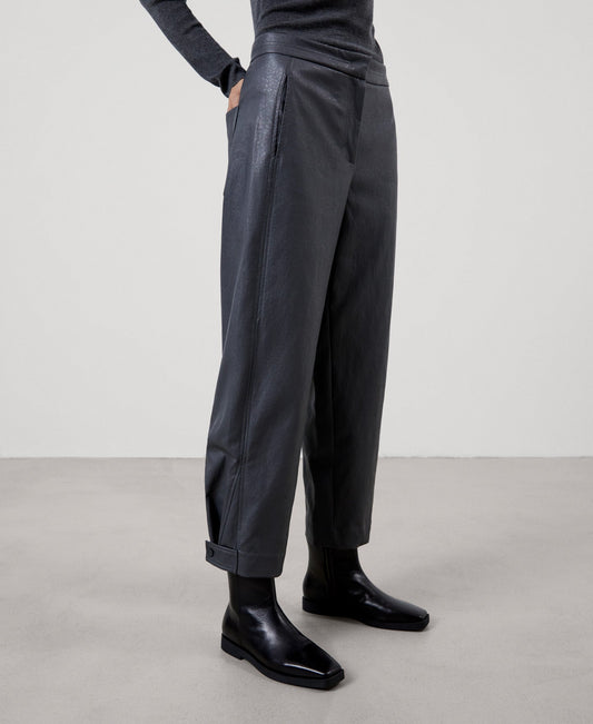 Women Trousers | Grey Viscose Wide Ankle Length Trousers by Spanish designer Adolfo Dominguez
