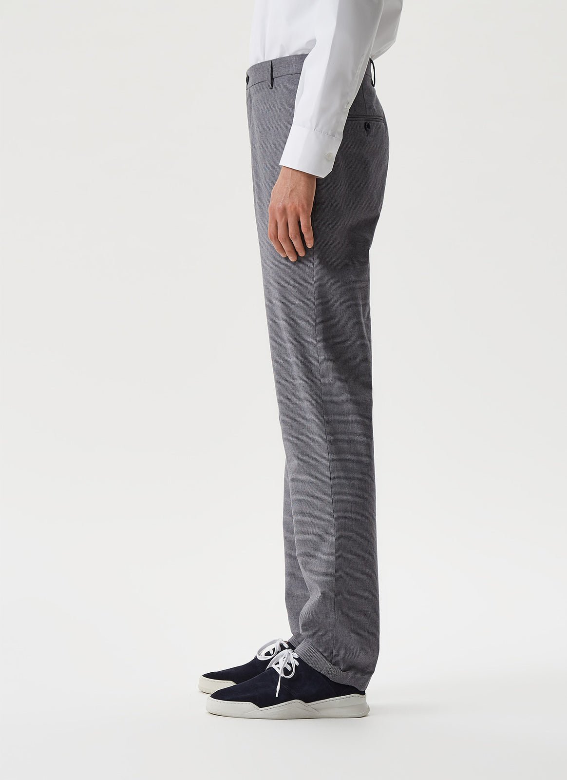 Men Trousers | Grey/Black Houndstooth Print Trousers by Spanish designer Adolfo Dominguez
