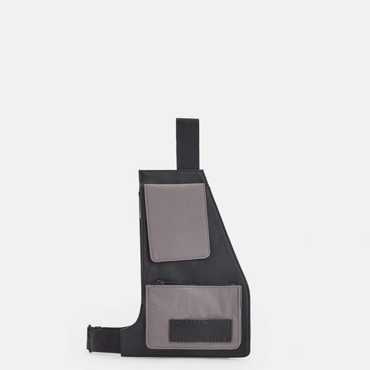 Men Bags | Grey/Black Recycled Polyester Crossbody Bag by Spanish designer Adolfo Dominguez