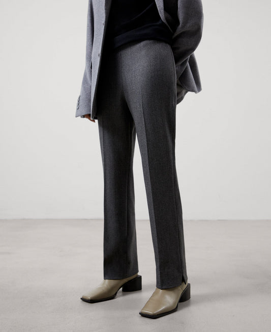 Women Trousers | Grey/Black Skinny Trousers Side Closure by Spanish designer Adolfo Dominguez