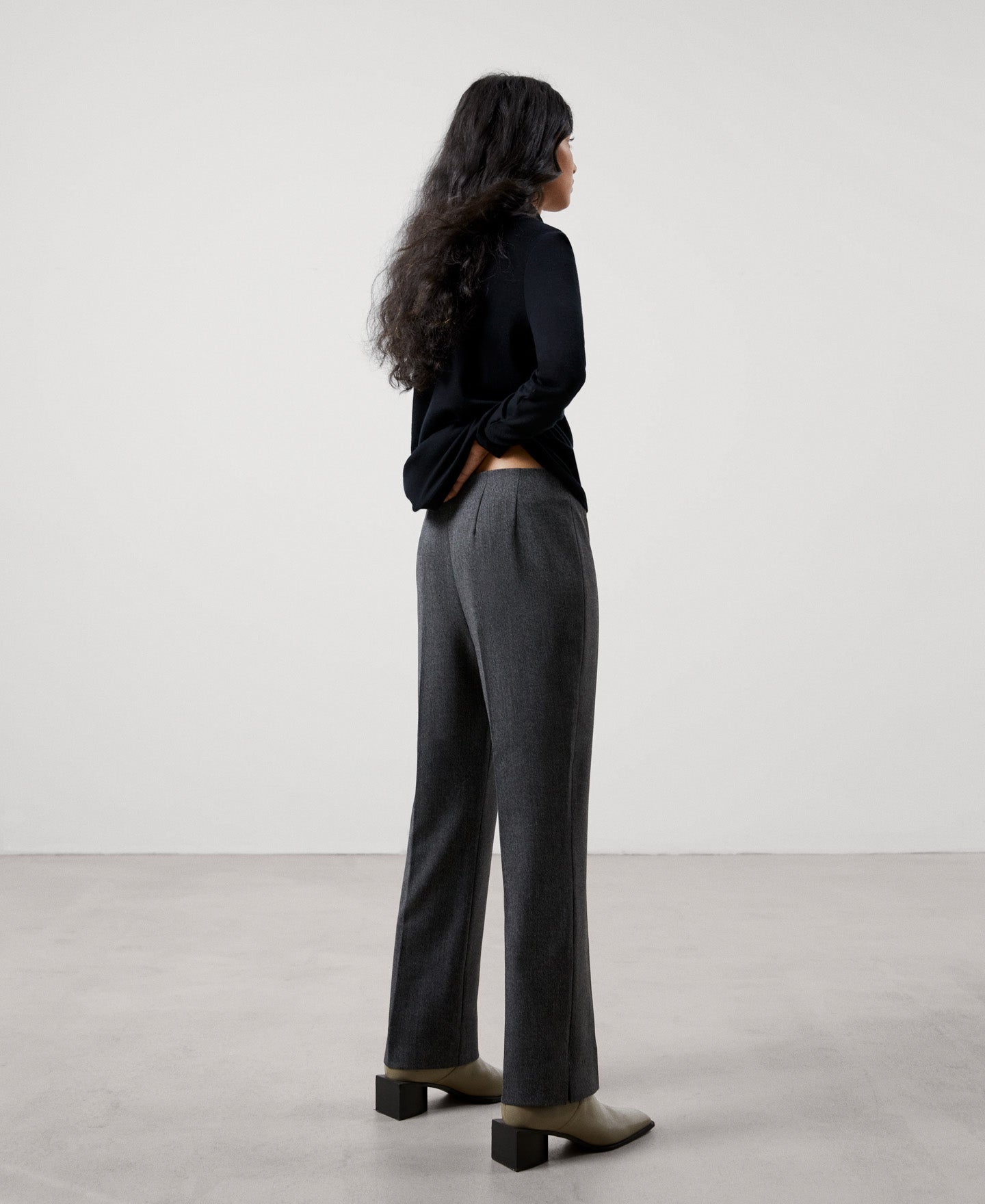 Women Trousers | Grey/Black Skinny Trousers Side Closure by Spanish designer Adolfo Dominguez