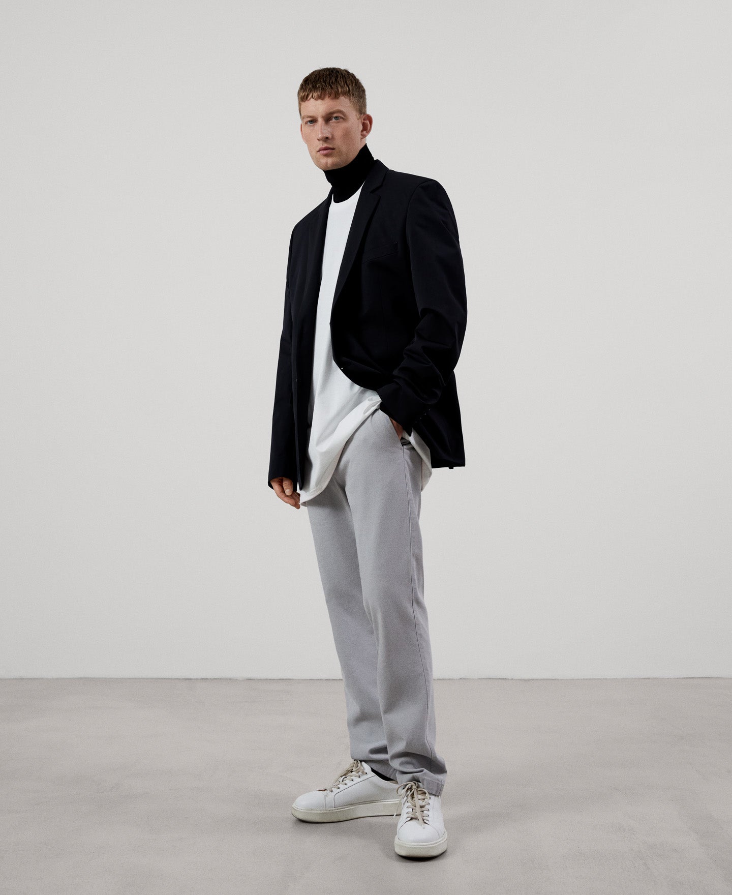 Men Trousers | Grey/White Trousers by Spanish designer Adolfo Dominguez