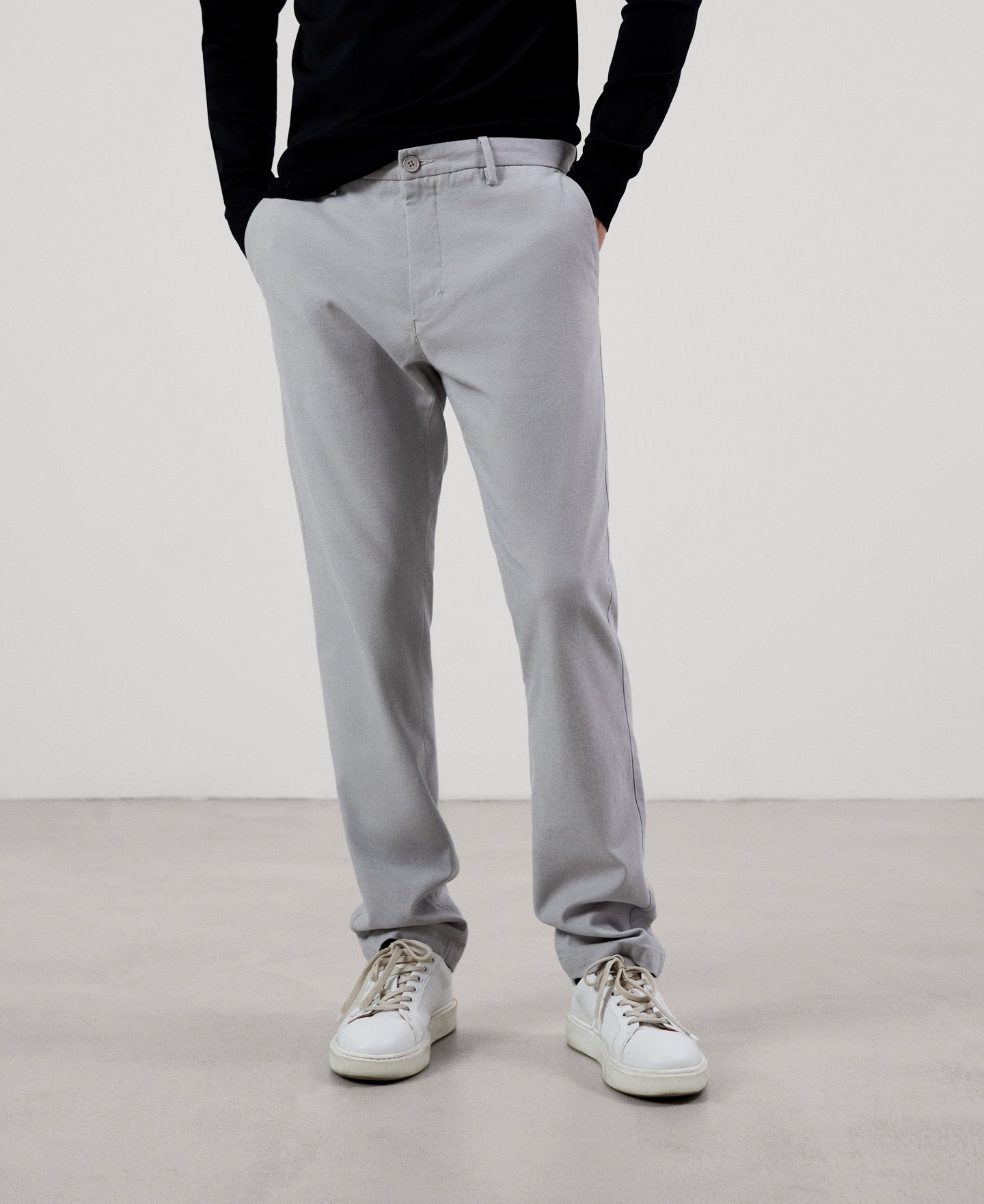 Men Trousers | Grey/White Trousers by Spanish designer Adolfo Dominguez