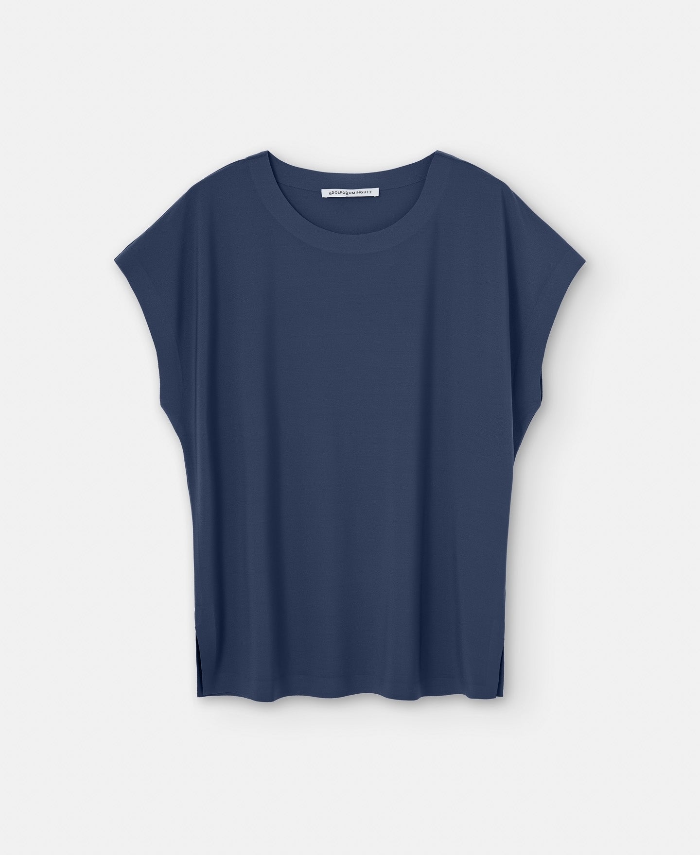 Women T-Shirt (Short Sleeve) | Gunmetal Grey Box Neckline T-Shirt by Spanish designer Adolfo Dominguez