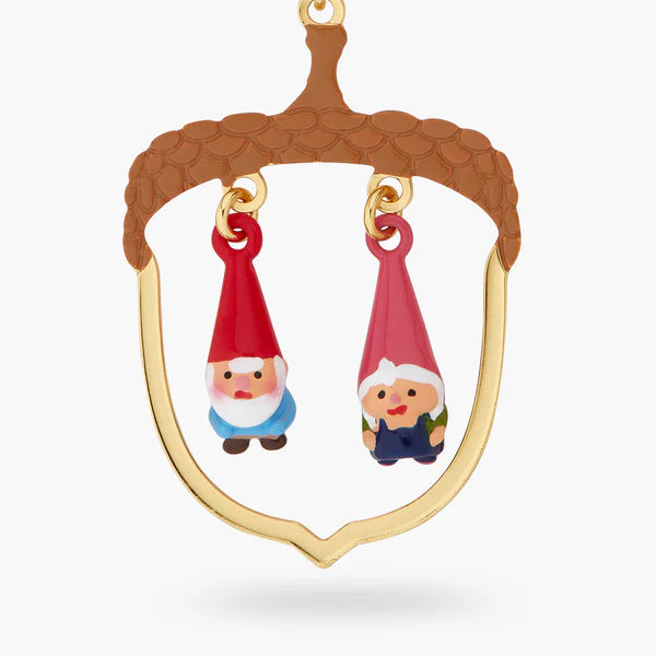 Hazelnut And Garden Gnome Pendant Necklace | ascp3011