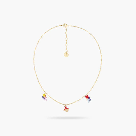 Hiking Young Gnomes And Mushroom Charm Necklace