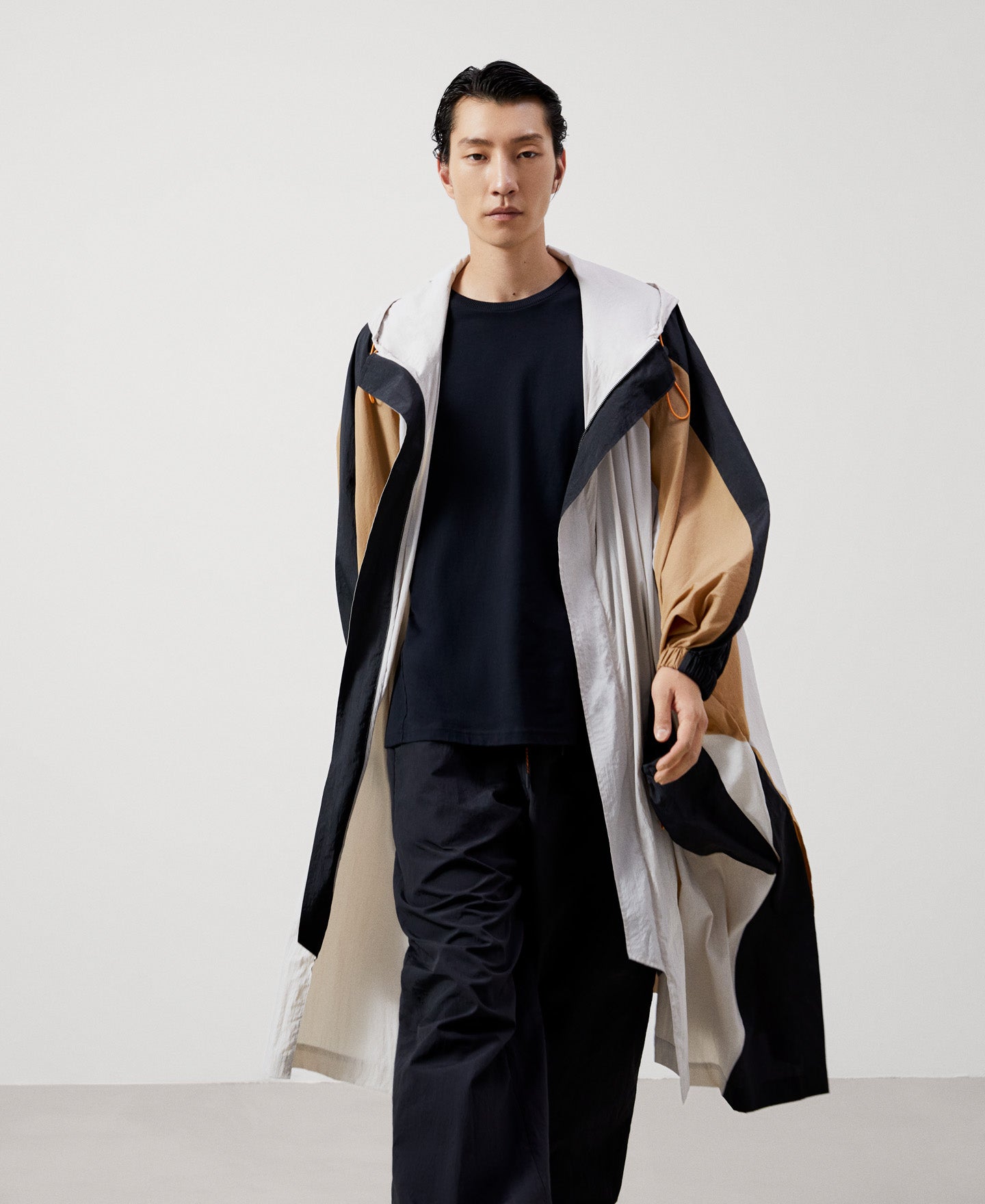 Men Long Jacket | Ice Tricolor Parka by Spanish designer Adolfo Dominguez