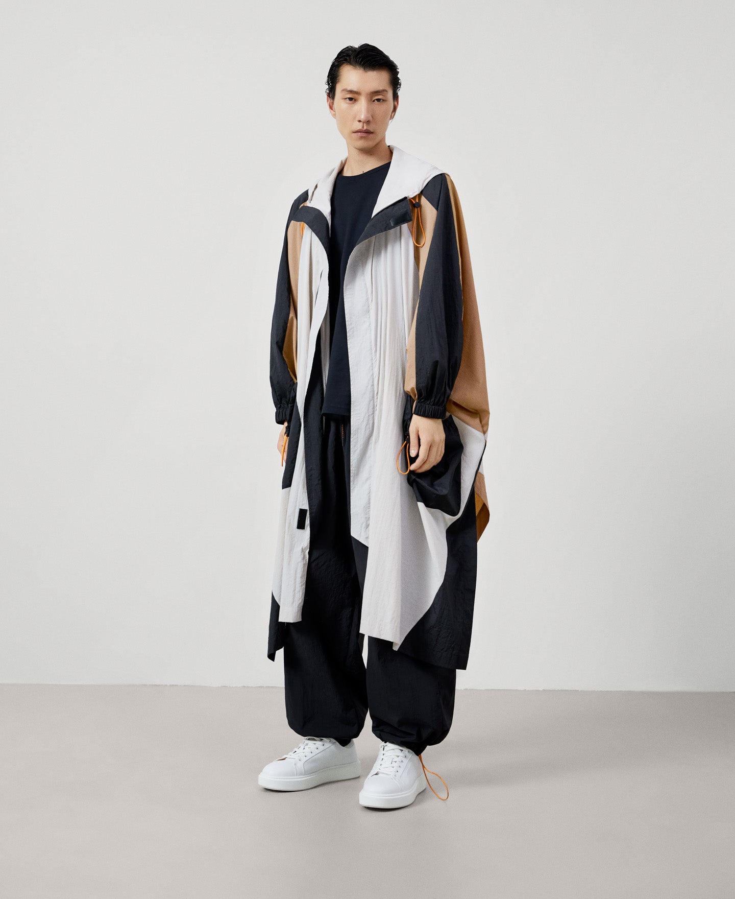 Men Long Jacket | Ice Tricolor Parka by Spanish designer Adolfo Dominguez