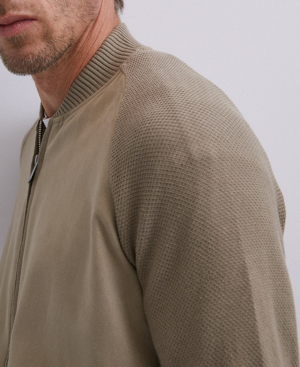 Men Knit Jacket | Ike Green Cardigan With Varsity Collar by Spanish designer Adolfo Dominguez