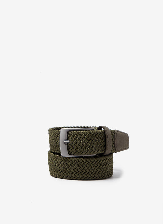 Men Belt | Ike Green Elastic Braided Belt by Spanish designer Adolfo Dominguez