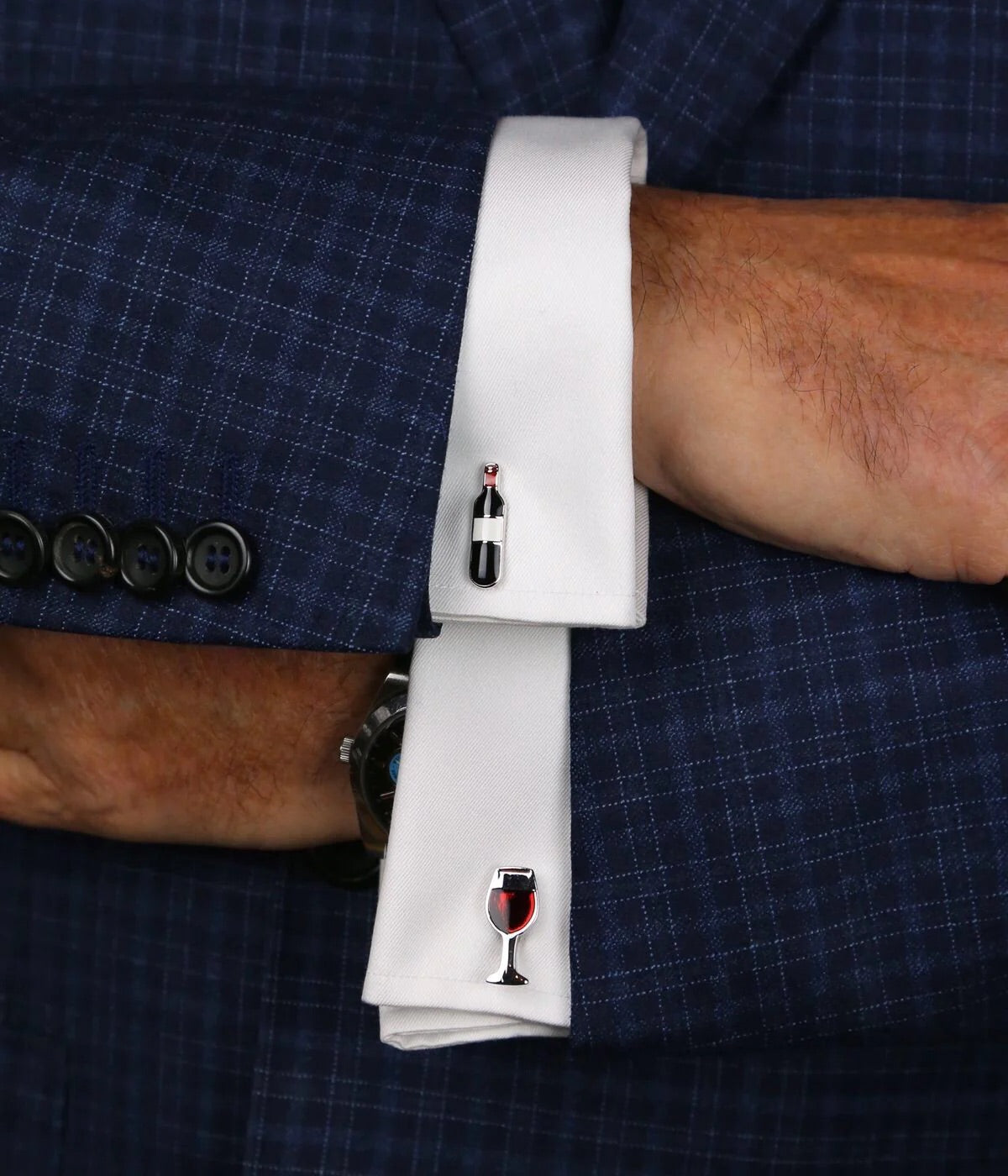 Wine Bottle Glass Wine Bottle/Glass Cufflink