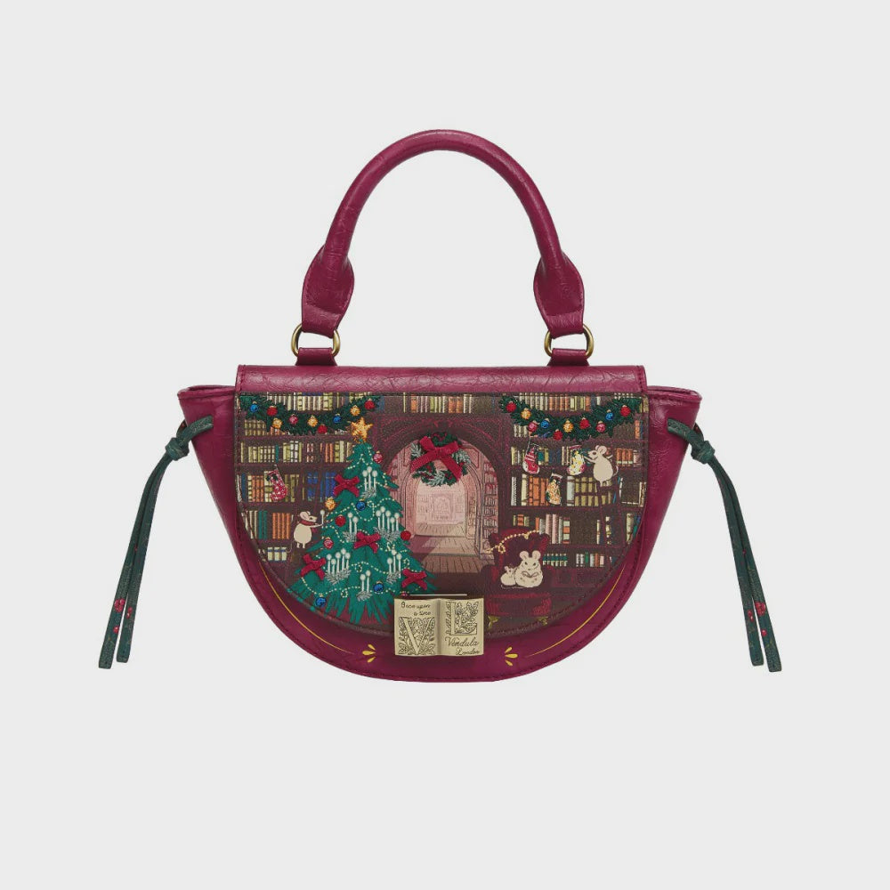 Vendula Christmas Library Winged Top Handle Bag