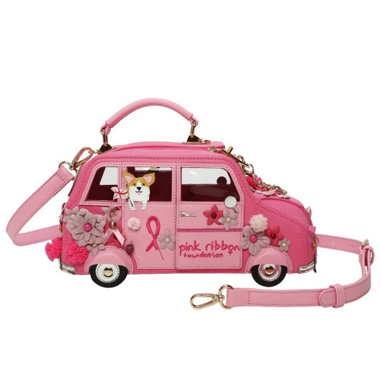 Vendula X Pink Ribbon Foundation - London Cats & Corgis Floral Pink Taxi