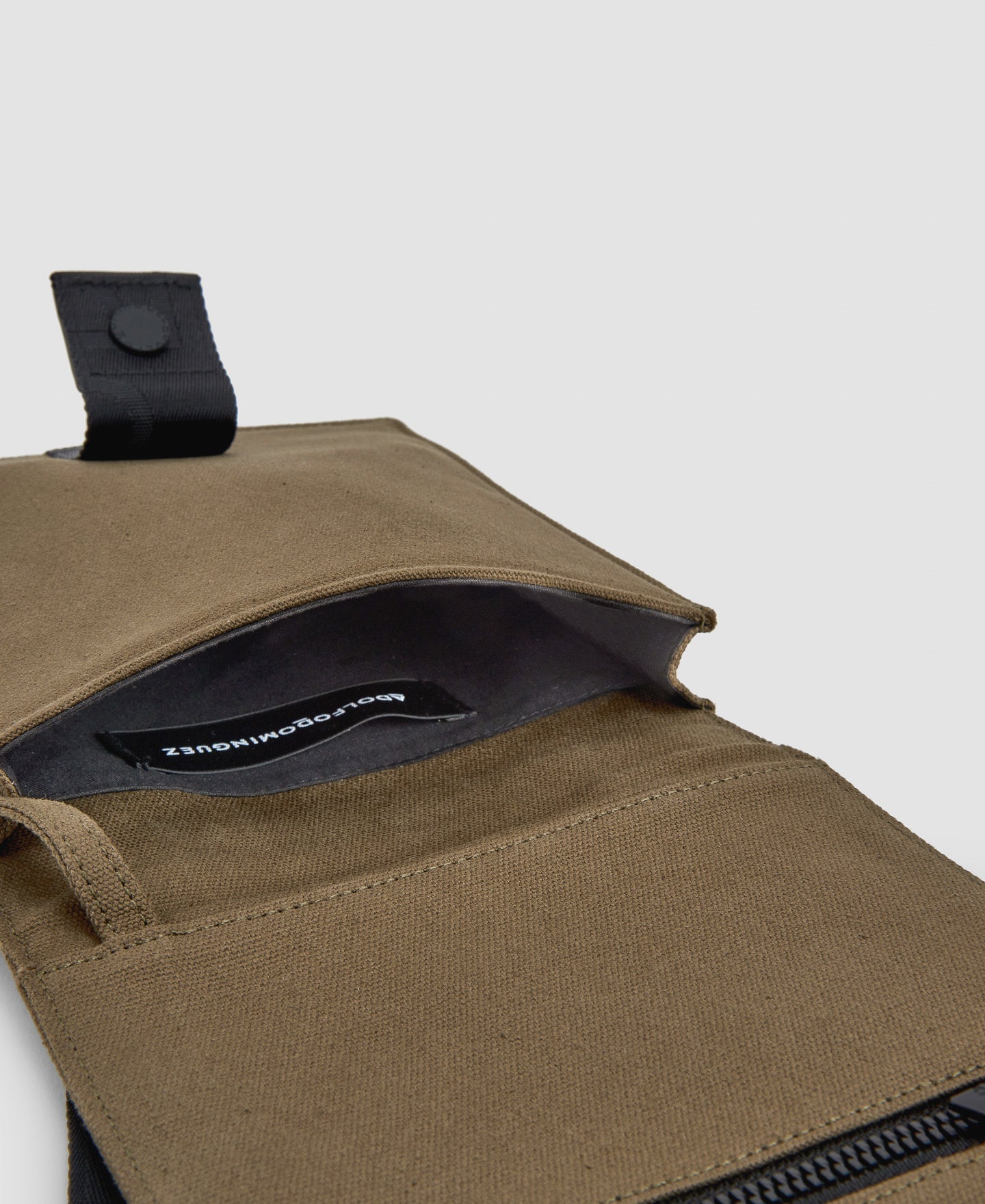 Men Bags | Khaki Cotton Canvas Small Shoulder Bag by Spanish designer Adolfo Dominguez