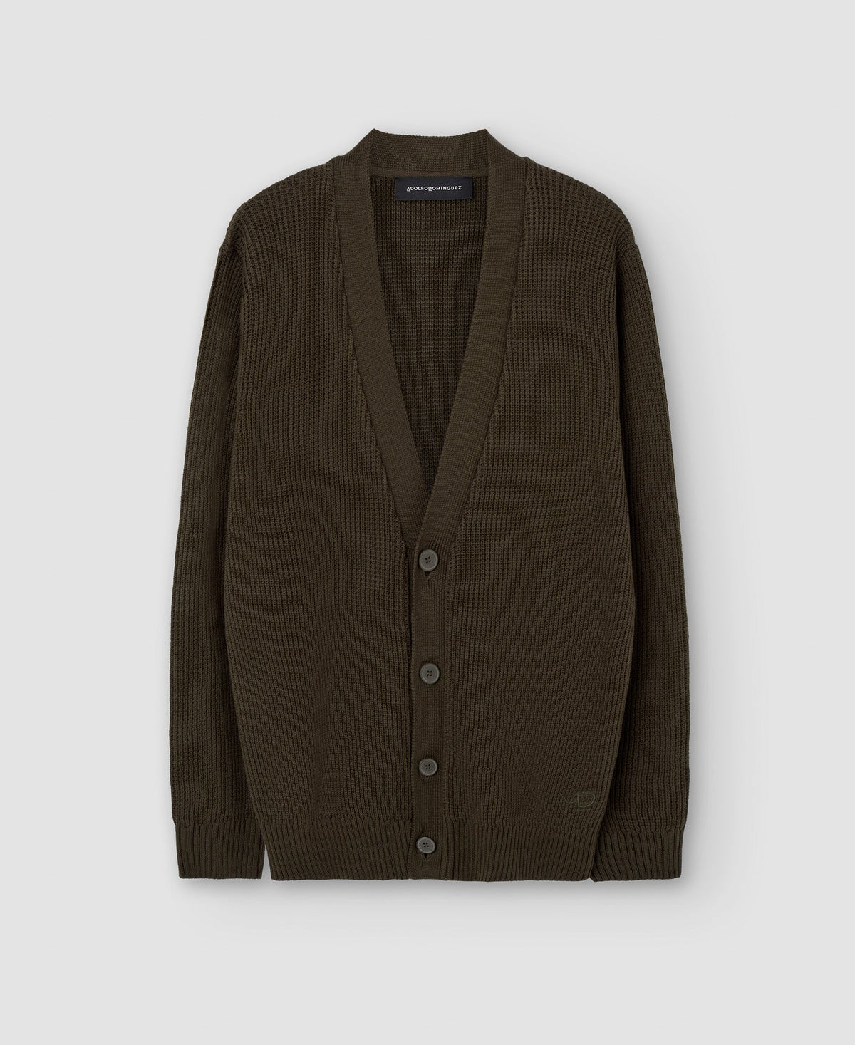 Men Knit Jacket | Khaki Cotton Cardigan by Spanish designer Adolfo Dominguez