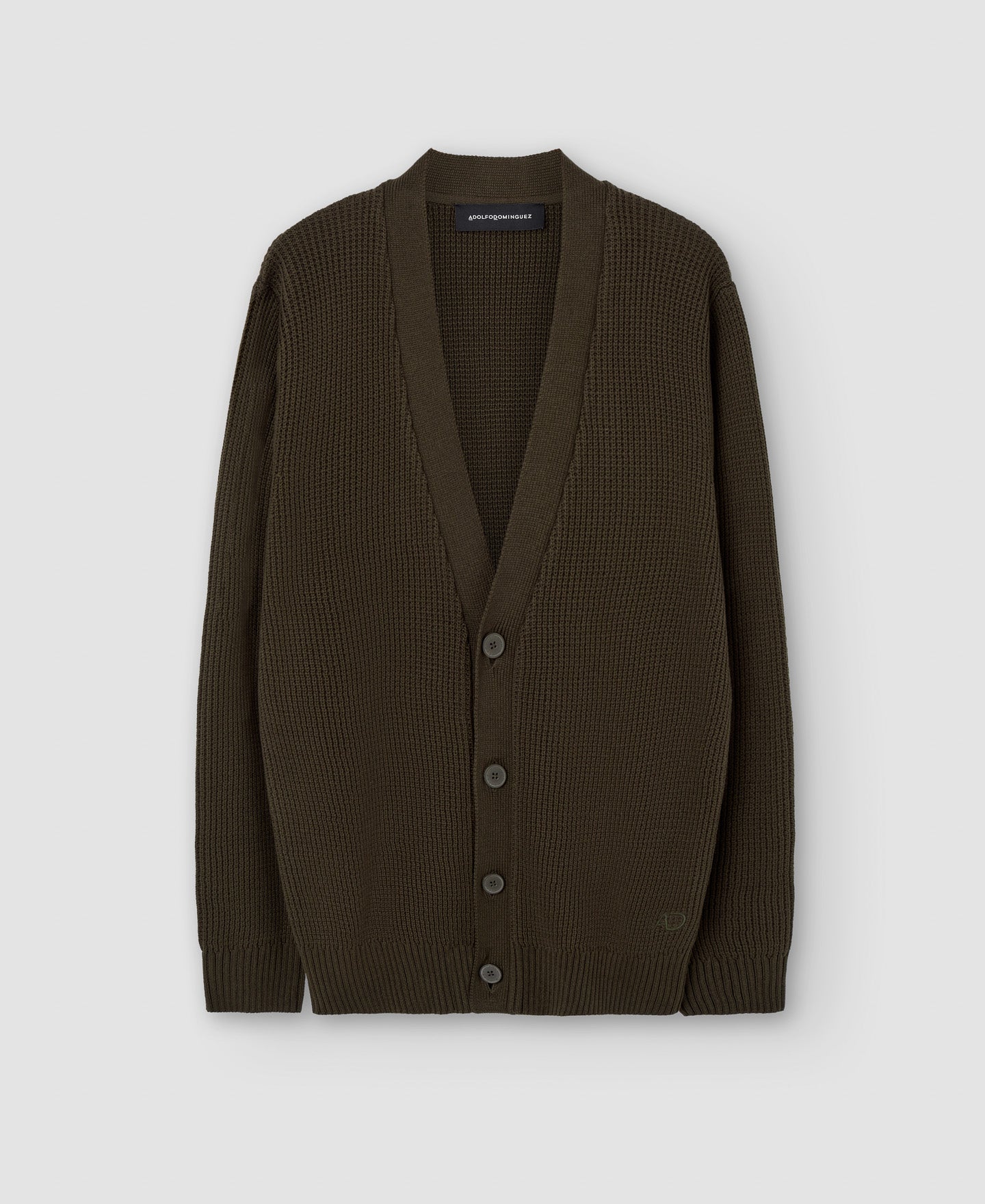 Men Knit Jacket | Khaki Cotton Cardigan by Spanish designer Adolfo Dominguez