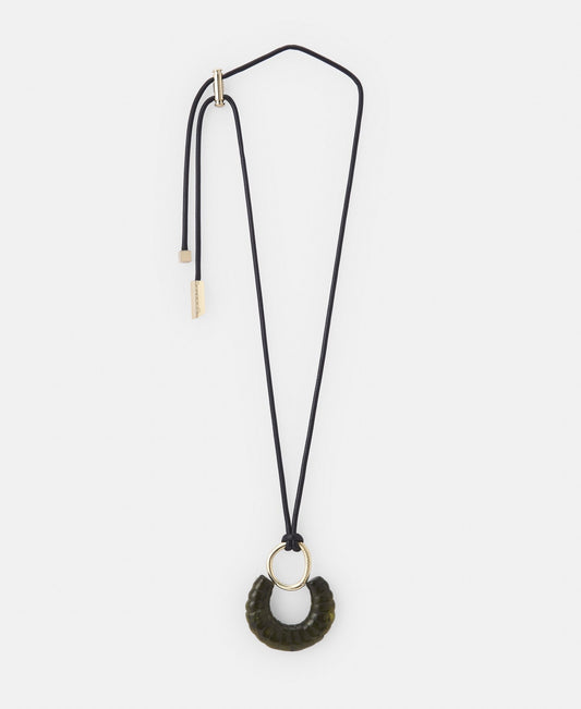 Women Necklace | Khaki Green Resin Pendant With Ring by Spanish designer Adolfo Dominguez