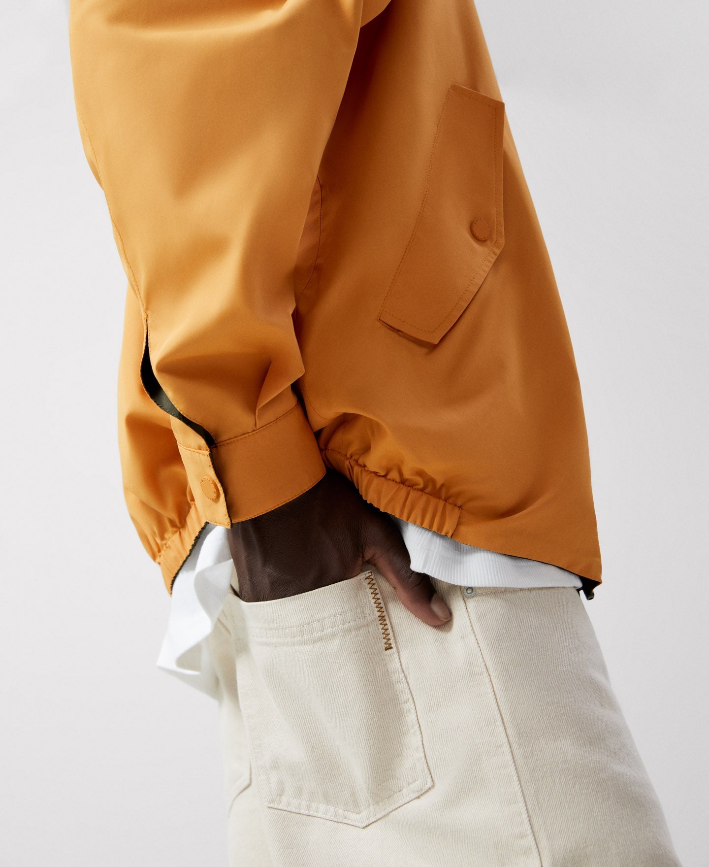 Men Jacket | Khaki Reversible Mandarin Collar Harrington by Spanish designer Adolfo Dominguez