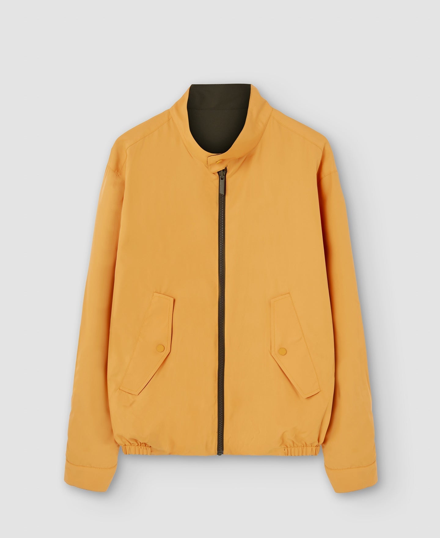 Men Jacket | Khaki Reversible Mandarin Collar Harrington by Spanish designer Adolfo Dominguez